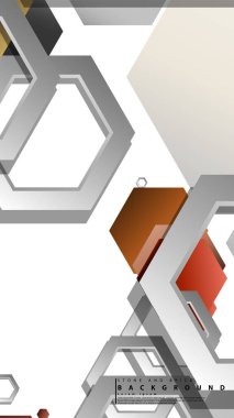 Altıgen taş ve tuğla renk kompozisyonları ile soyut geometrik arka planlar. Vektör çizimi