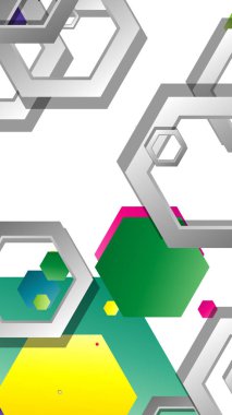 Altıgen ile soyut geometrik arka plan, renk kompozisyonları parlak. Vektör çizimi