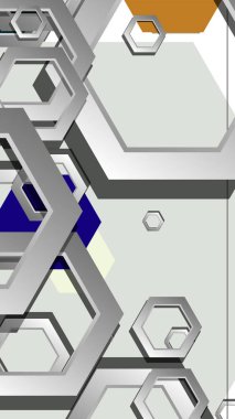 Altıgen soğuk renk kompozisyonu ile soyut geometrik arka plan. Vektör çizimi