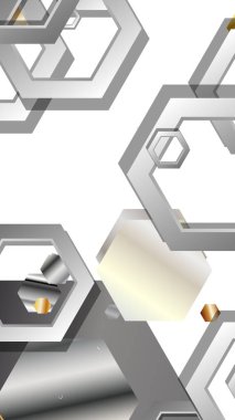 Altıgen metal renk kompozisyonu ile soyut geometrik arka plan. Vektör çizimi