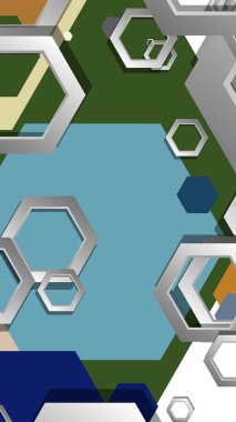 Altıgen, orta çağ renk kompozisyonu ile soyut geometrik arka plan. Vektör çizimi