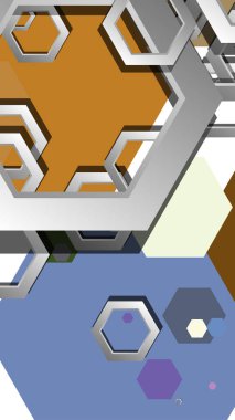 Altıgen soğuk renk kompozisyonu ile soyut geometrik arka plan. Vektör çizimi