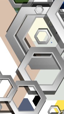 Altıgen soğuk renk kompozisyonu ile soyut geometrik arka plan. Vektör çizimi