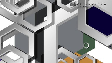 Altıgen soğuk renk kompozisyonu ile soyut geometrik arka plan. Vektör çizimi