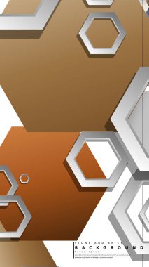 Altıgen taş ve tuğla renk kompozisyonları ile soyut geometrik arka planlar. Vektör çizimi