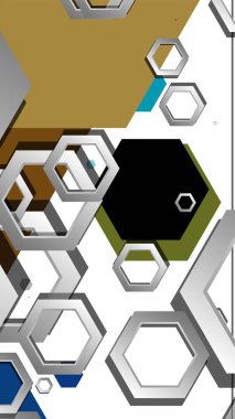 Altıgen soğuk renk kompozisyonu ile soyut geometrik arka plan. Vektör çizimi
