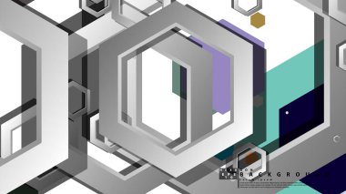 Altıgen soğuk renk kompozisyonu ile soyut geometrik arka plan. Vektör çizimi