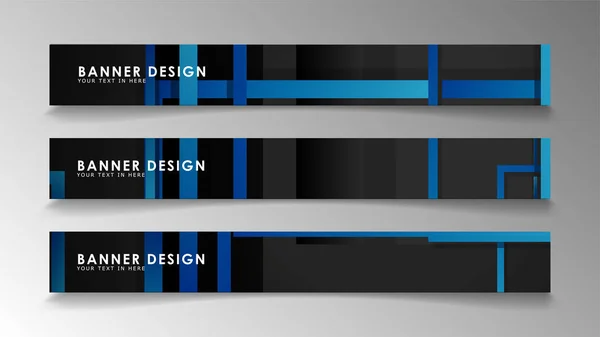 Bandeiras padrão geométricas e retangulares abstratas com gradientes azuis. Ilustração vetorial. Eps 10 — Vetor de Stock