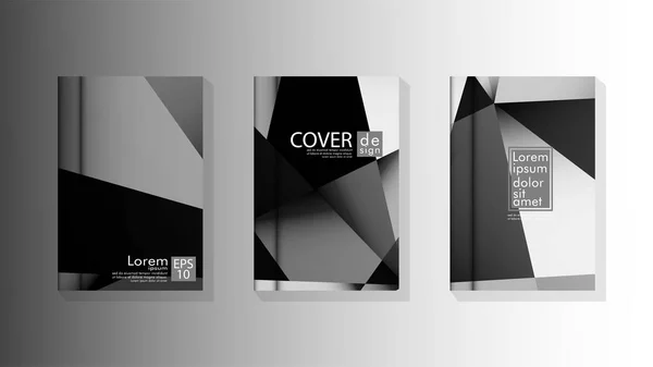 Set Cover Design Poster mit geometrischen geschichteten Dreiecken — Stockvektor