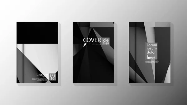 Set cover ontwerp poster met geometrische gelaagde driehoeken — Stockvector