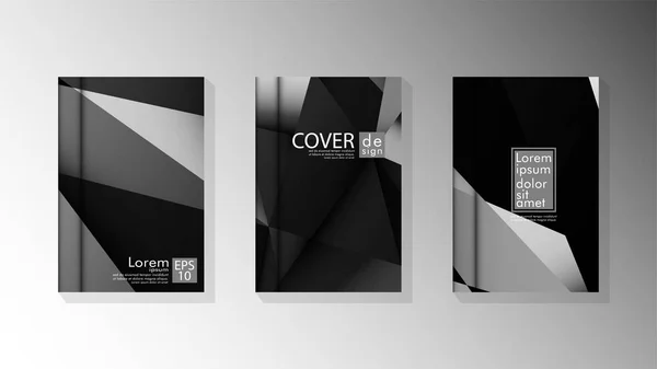 Set Cover Design Poster mit geometrischen geschichteten Dreiecken — Stockvektor