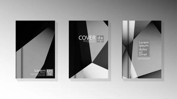 Set poster di design della copertina con triangoli geometrici stratificati — Vettoriale Stock