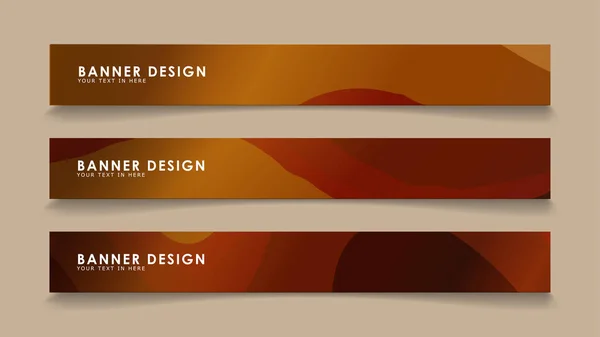 Design abstract banners with wave vectors and wood color gradients — Stock Vector