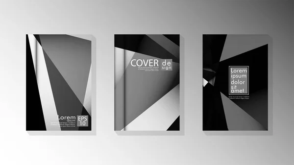 Set cover ontwerp poster met geometrische gelaagde driehoeken — Stockvector