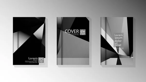 Set Cover Design Poster mit geometrischen geschichteten Dreiecken — Stockvektor