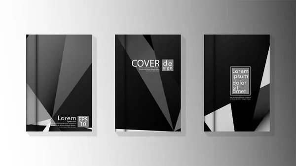 Set Cartaz de design de capa com triângulos geométricos em camadas —  Vetores de Stock