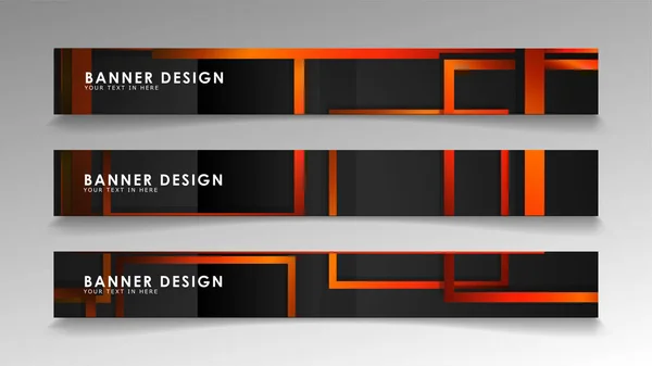 Abstrakte geometrische und rechteckige Banner mit orangefarbenen Verläufen — Stockvektor