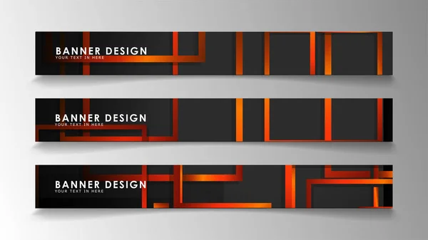 Banderas geométricas y rectangulares abstractas con gradientes naranjas — Vector de stock