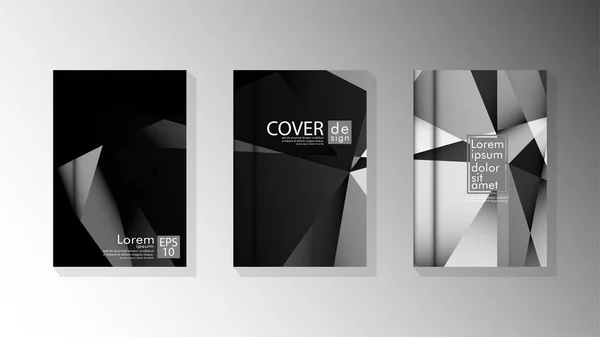 Set Cover Design Poster mit geometrischen geschichteten Dreiecken — Stockvektor