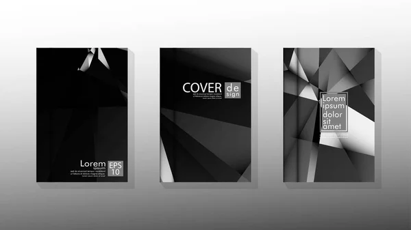 Set poster di design della copertina con triangoli geometrici stratificati — Vettoriale Stock