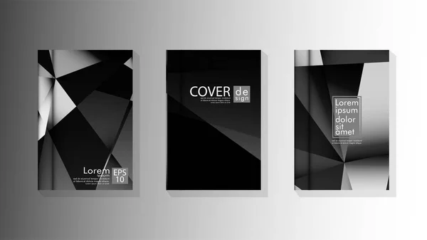 Set cover ontwerp poster met geometrische gelaagde driehoeken — Stockvector