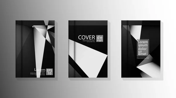 Set Cover Design Poster mit geometrischen geschichteten Dreiecken — Stockvektor