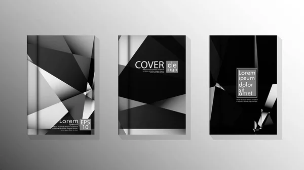 Set cover ontwerp poster met geometrische gelaagde driehoeken — Stockvector