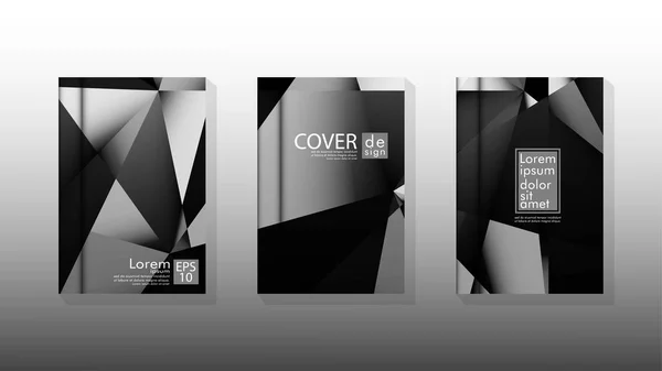 Set poster di design della copertina con triangoli geometrici stratificati — Vettoriale Stock