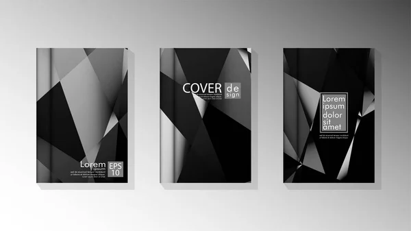 Set cover ontwerp poster met geometrische gelaagde driehoeken — Stockvector