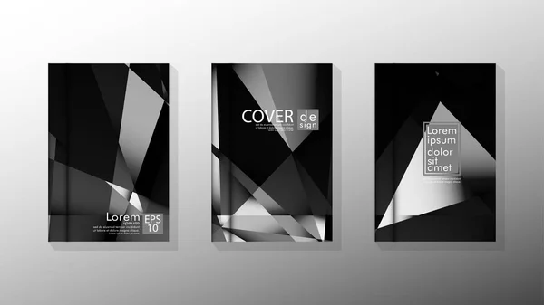 Set Cover Design Poster mit geometrischen geschichteten Dreiecken — Stockvektor