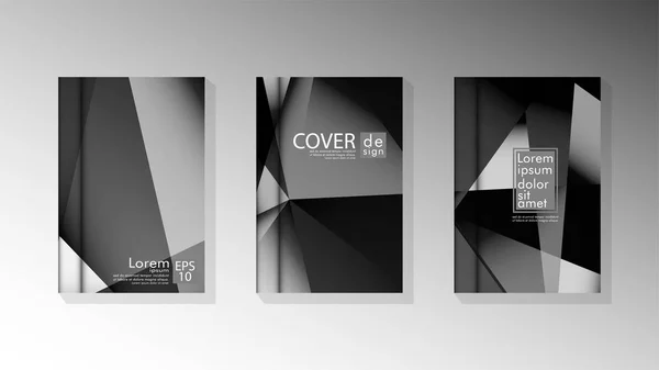 Set Cover Design Poster mit geometrischen geschichteten Dreiecken — Stockvektor