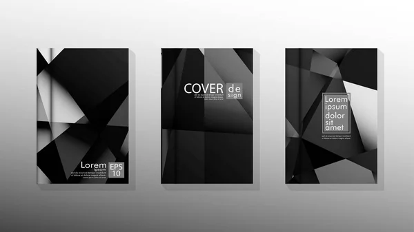 Set cover ontwerp poster met geometrische gelaagde driehoeken — Stockvector