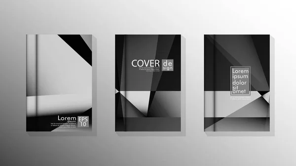 Set Cover Design Poster mit geometrischen geschichteten Dreiecken — Stockvektor