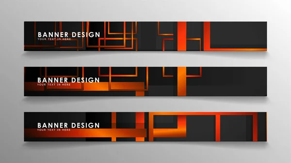 Banderas geométricas y rectangulares abstractas con gradientes naranjas — Archivo Imágenes Vectoriales