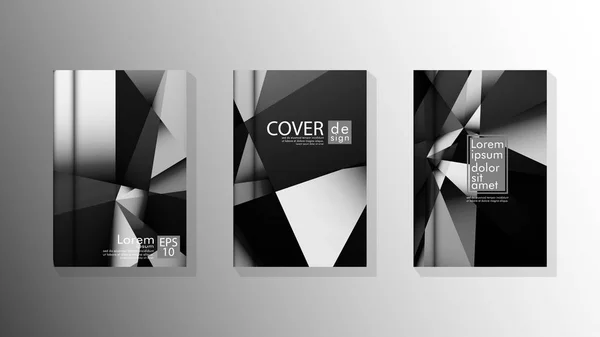 Set Cover Design Poster mit geometrischen geschichteten Dreiecken — Stockvektor