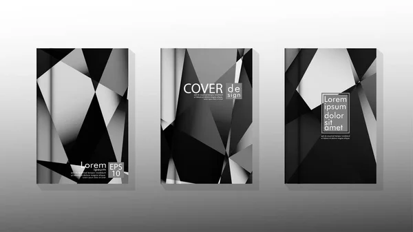 Set Cover Design Poster mit geometrischen geschichteten Dreiecken — Stockvektor