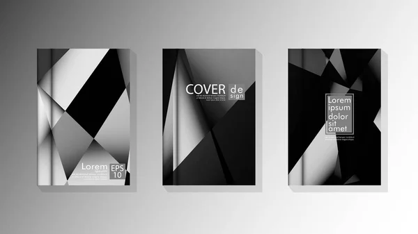 Set cover ontwerp poster met geometrische gelaagde driehoeken — Stockvector