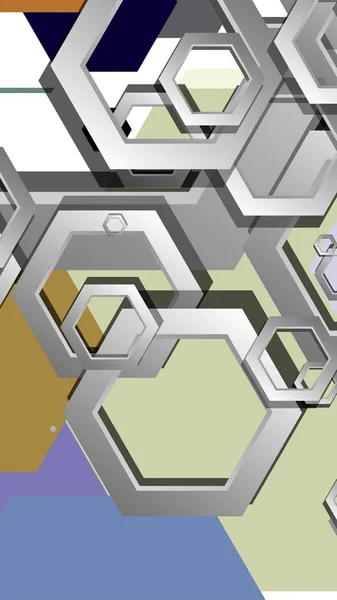 Fondo geométrico abstracto con composición de color frío hexágono. Ilustración vectorial — Vector de stock