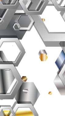 Altıgen metal renk kompozisyonu ile soyut geometrik arka plan. Vektör çizimi