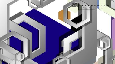Altıgen soğuk renk kompozisyonu ile soyut geometrik arka plan. Vektör çizimi