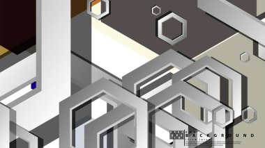 Altıgen soğuk renk kompozisyonu ile soyut geometrik arka plan. Vektör çizimi