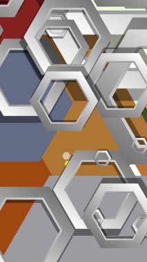 Altıgen, orta çağ renk kompozisyonu ile soyut geometrik arka plan. Vektör çizimi