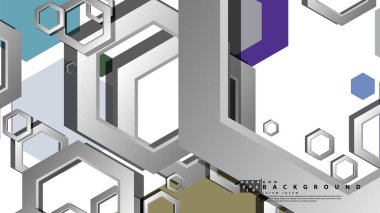 Altıgen soğuk renk kompozisyonu ile soyut geometrik arka plan. Vektör çizimi
