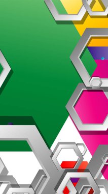 Altıgen ile soyut geometrik arka plan, renk kompozisyonları parlak. Vektör çizimi