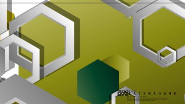 Altıgenler ile soyut geometrik arka plan, yaprak renk kompozisyonu. Vektör çizimi