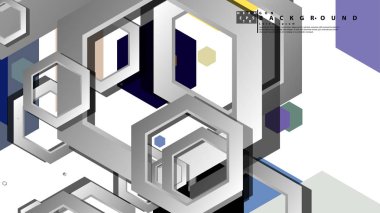 Altıgen soğuk renk kompozisyonu ile soyut geometrik arka plan. Vektör çizimi