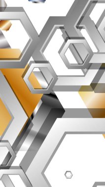 Altıgen metal renk kompozisyonu ile soyut geometrik arka plan. Vektör çizimi