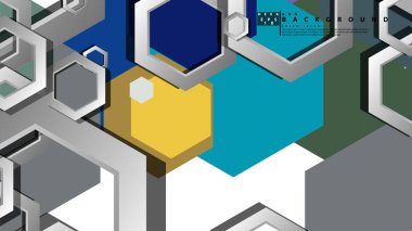 Altıgen soğuk renk kompozisyonu ile soyut geometrik arka plan. Vektör çizimi