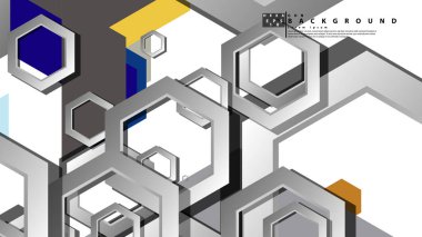 Altıgen soğuk renk kompozisyonu ile soyut geometrik arka plan. Vektör çizimi