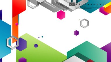 Altıgen ile soyut geometrik arka plan, renk kompozisyonları parlak. Vektör çizimi